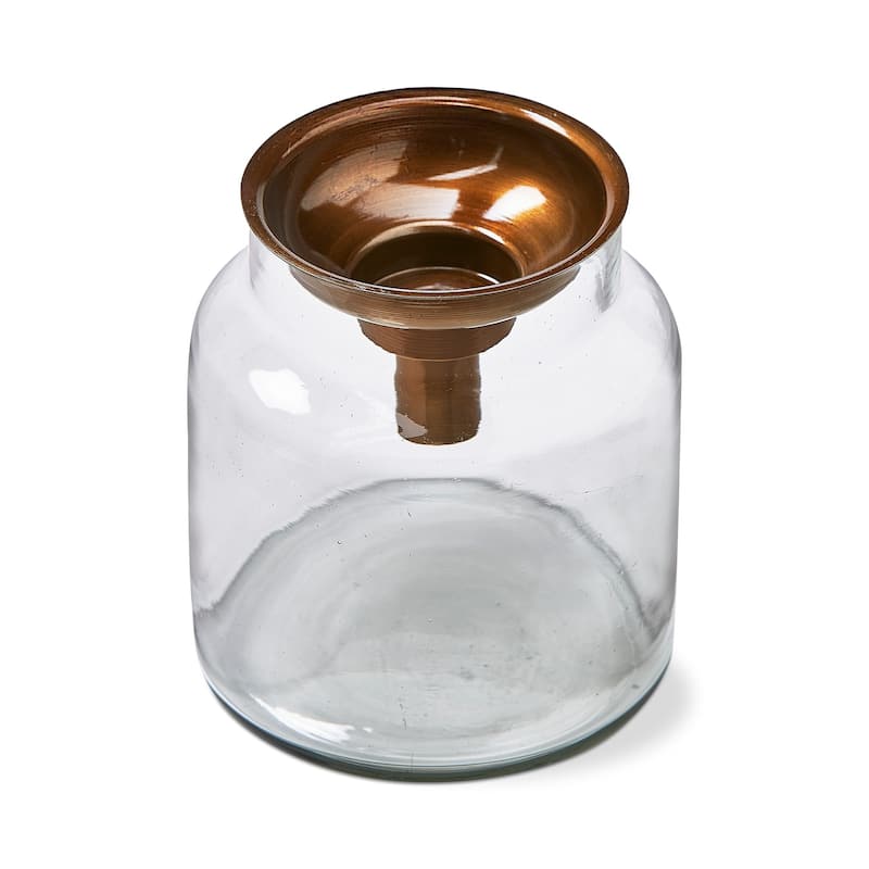 Mercantile Clear Glass Jar Tealight Taper Candle Holder Wide, 5.0L x 5.0W x 5.5H