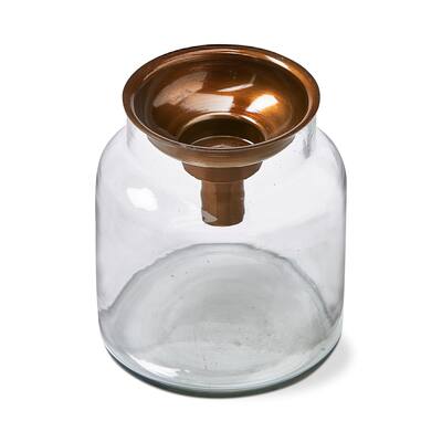 Mercantile Clear Glass Jar Tealight Taper Candle Holder Wide, 5.0L x 5.0W x 5.5H