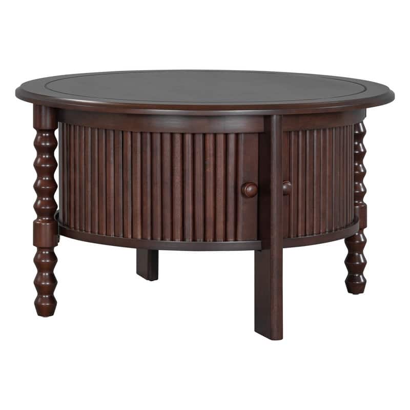 Vintage 30.3" Round Coffee Table with Hidden Storage, Mid Century Modern Style for Living Room Organization