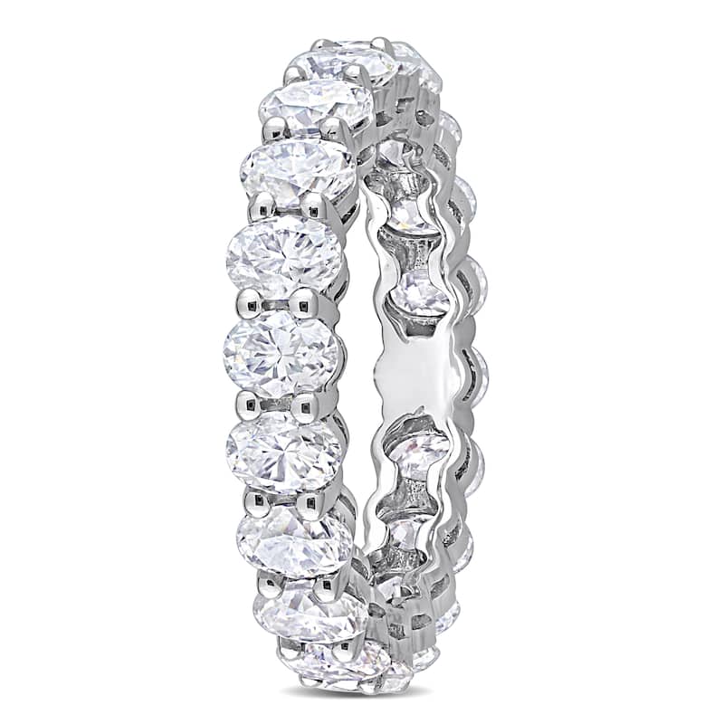Miadora 4ct DEW Oval Created Moissanite Eternity Ring in 14k White Gold