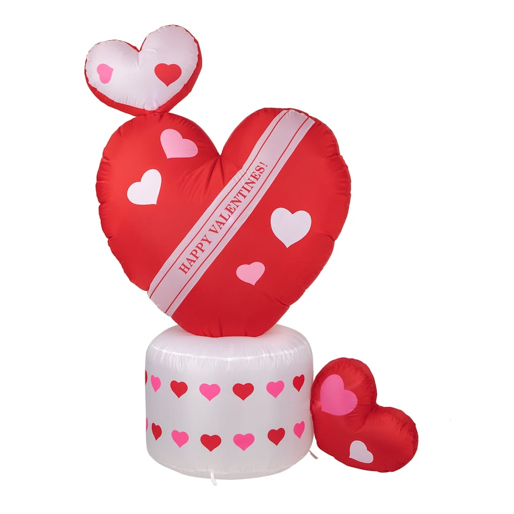 5' Inflatable Lighted Valentine 's Day Rotating Heart Outdoor Decor
