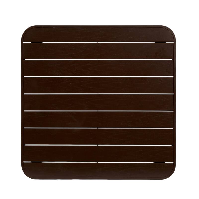5-Piece Outdoor Casual Dining Table Set with 4 Plastic Chairs Patio Square Coffee Table Poolside Picnic Beer Table