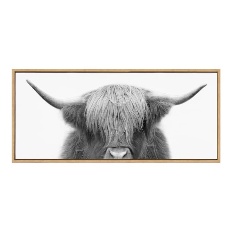 Kate and Laurel Highland Cow Frame Canvas by The Creative Bunch Studio - 18x40 - Plastic - Natural