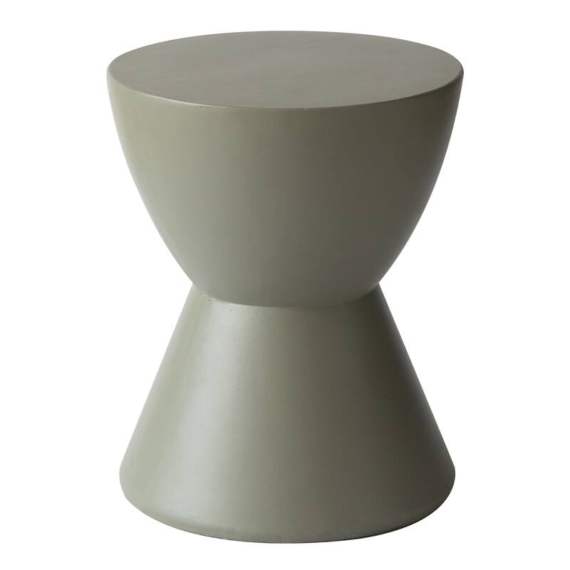Loft 14-Inch Modern Round Accent Fiberstone Side Table for Indoor Outdoor Patio, Living Room, or Home Office - Moss Grey