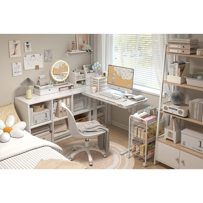 KOWO 48 Inch Glass Electric Standing Desk with Tempered Glass Top Adjustable Height Sit Stand Workstation for Modern Office
