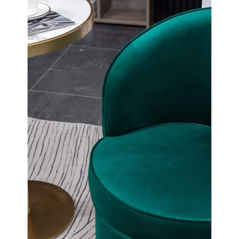 Roundhill Furniture Wania Contemporary Velvet Swivel Chair, Blue