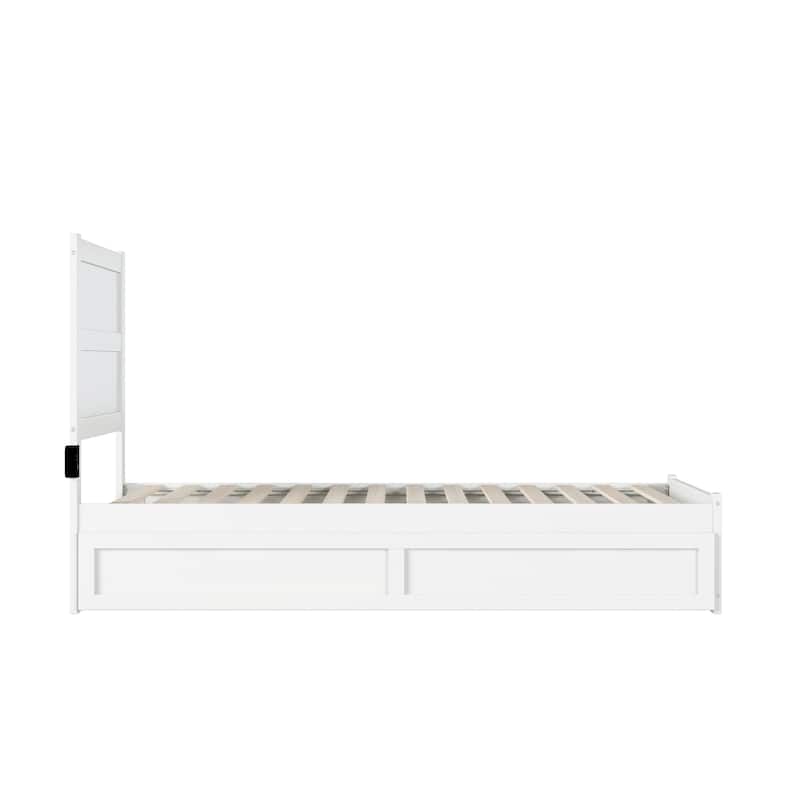 AFI NoHo Twin XL Size Platform Bed with Footboard & Twin XL Trundle in White