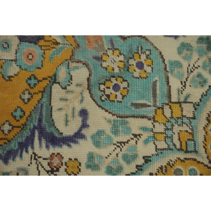 Hand Knotted Oriental 100% Wool Carpet Traditional Medallion Oranges & Rust Tabriz Area Rug - 9' 6'' X 6' 5''