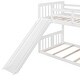 preview thumbnail 14 of 25, Twin Over Twin Bunk Bed Floor Bunk Bed with Slide and Ladder