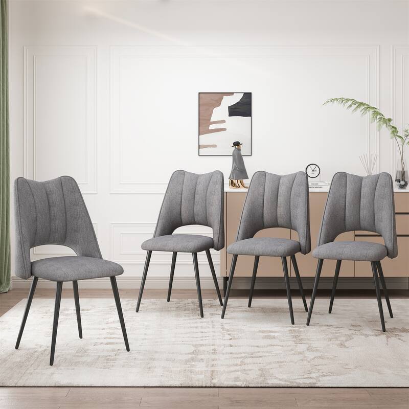 Modern Dining Chairs with Metal Legs and Adjustable Feet (Set of 4)