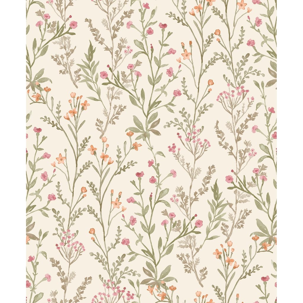 Chesapeake Laverne Green Wildflowers Wallpaper