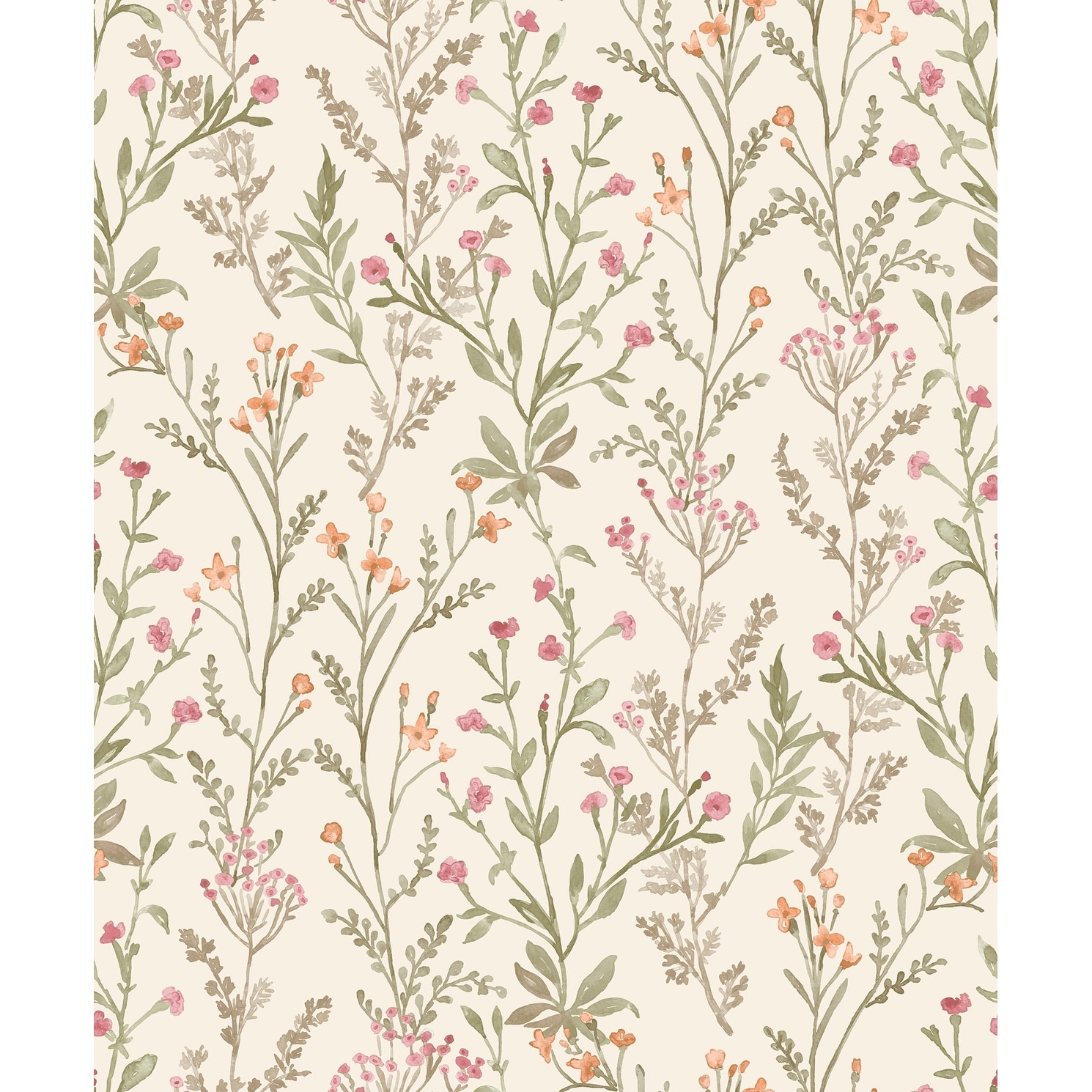 Chesapeake Laverne Green Wildflowers Wallpaper