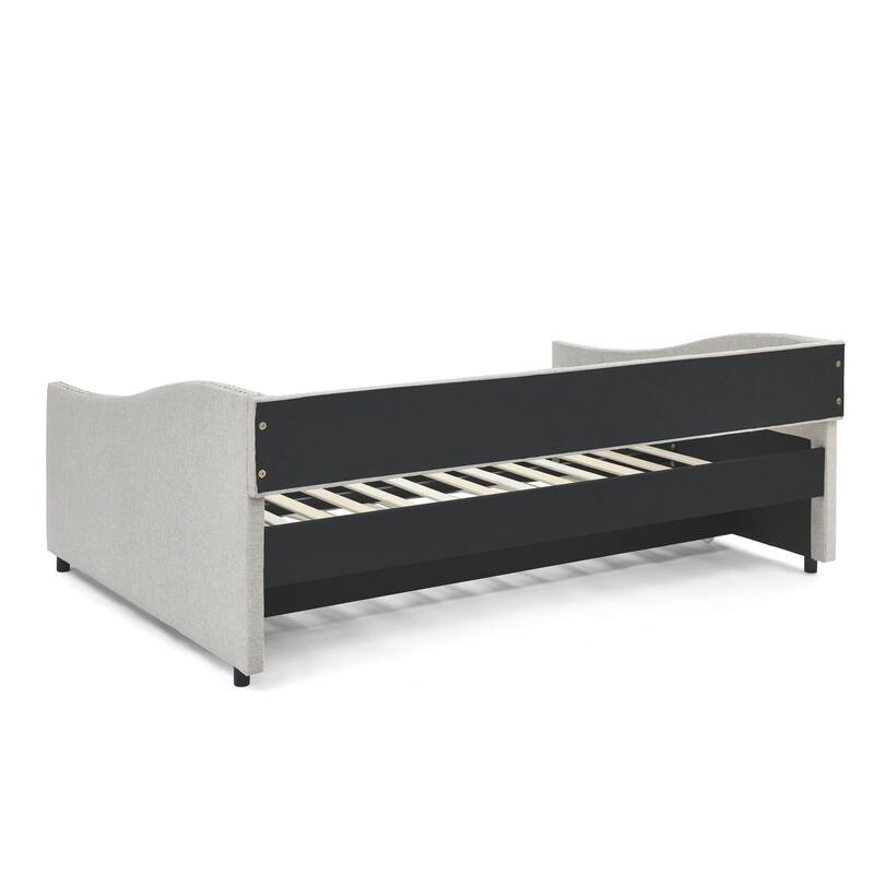 Upholstered Daybed Frame with Trundle & Tufted Backrest
