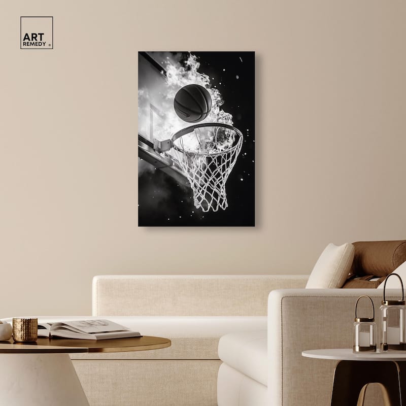 Scorch Some Hoops Canvas by Art Remedy, Gallery Wrapped