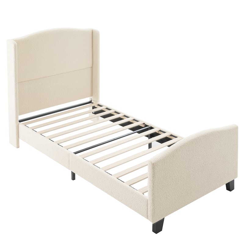 GDFStudio - Jane 49.21" High Back Upholstered Headboard Bed Frame with High Footboard