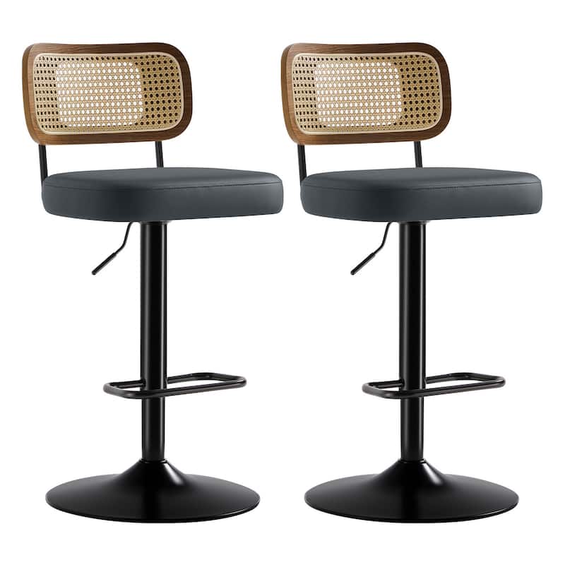 Adjustable Height Swivel Bar Stools with Back and Footrest - 17.7"W x 15.75"D x 35"-42.9"H