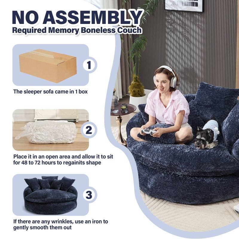 Rossetta Oversized Round Polyester Foam Chair with Pillows