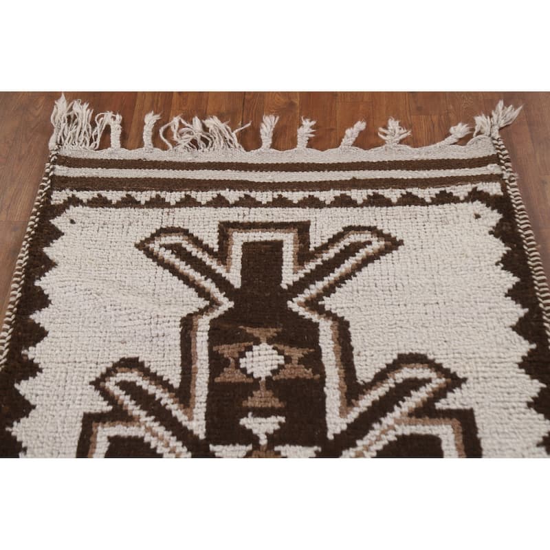 Beige / Ivory Anatolian Turkish Runner Rug Handmade Wool Carpet - 3'3"x 10'10"
