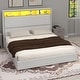 preview thumbnail 10 of 10, 53'' Tall Storage Wingback Headboard, Corduroy Upholstered Platform Bed Frame with Charging Station and RGB LED Lights