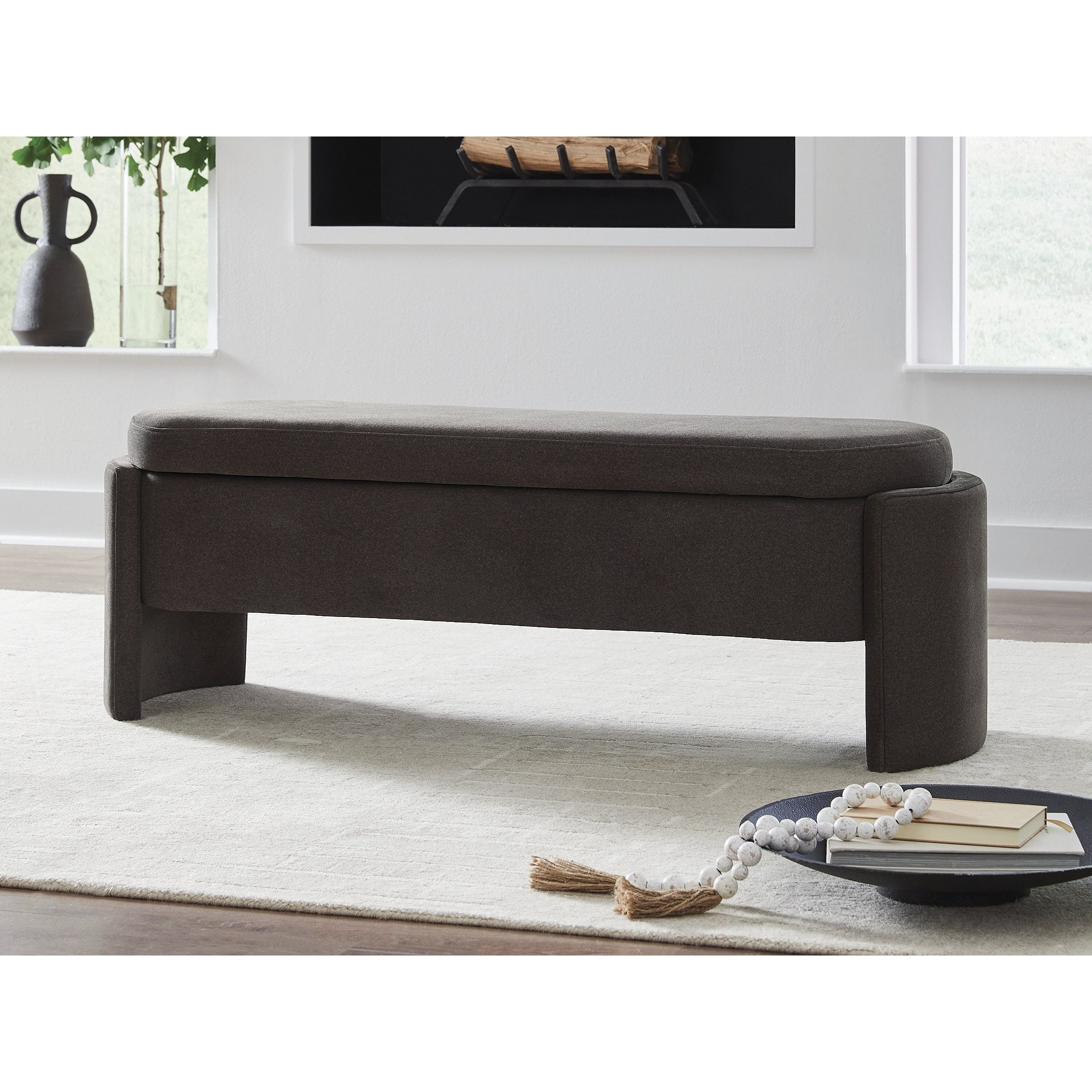 Signature Design by Ashley Vavuniya Dark Brown Storage Bench - 55" W x 18" D x 19" H