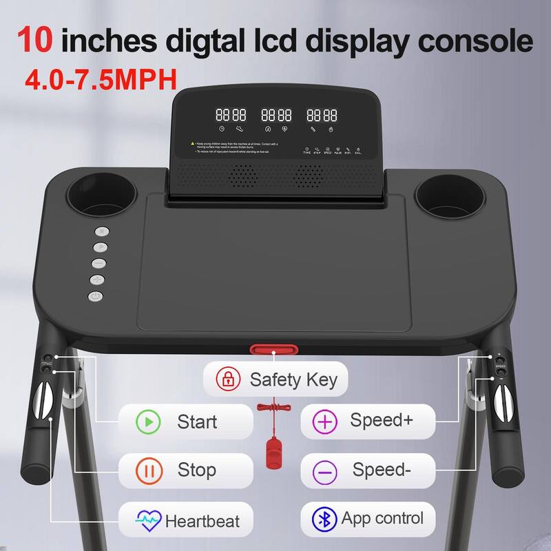 Treadmill with Adjustable Desk Workstation, 2.5HP Folding Jogging Walking Machine Portable Walking Pad with LCD Display