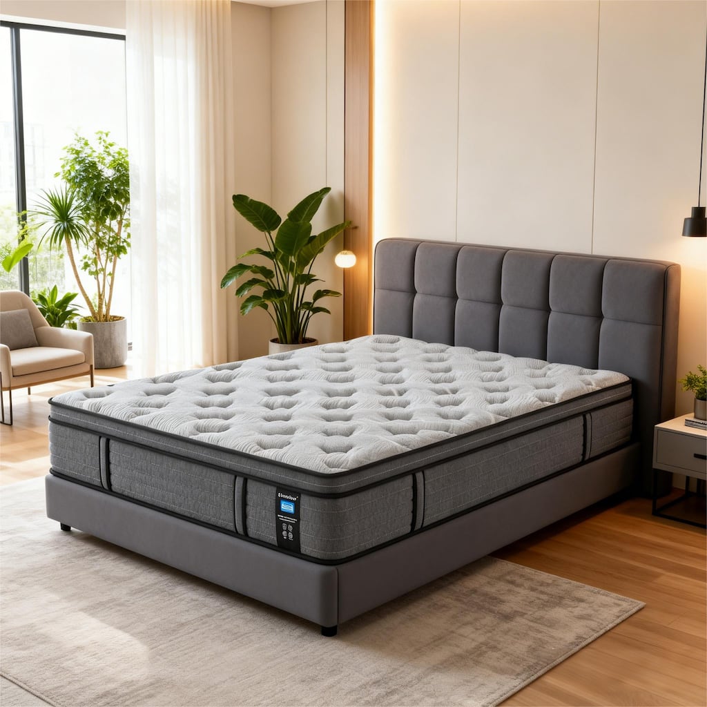 Luxury 14" Cooling-Gel Hybrid Mattress, Euro Top, CertiPUR-US Certified, Medium Firm for Back Pain, Motion Isolation, in a Box