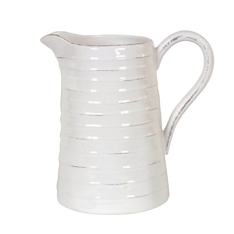 White Ceramic Pitcher - White - 1 Piece
