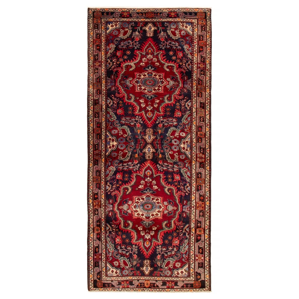 ECARPETGALLERY Hand-knotted Anatolian Vintage Navy Wool Rug - 4'8 x 10'8