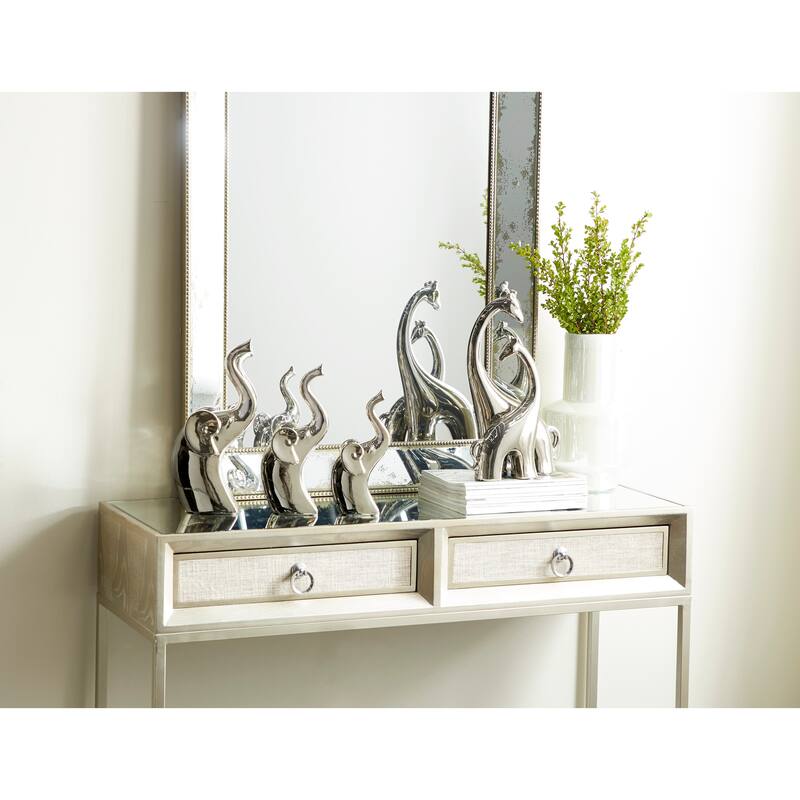 Silver or Multi Colored Ceramic Giraffe Sculpture