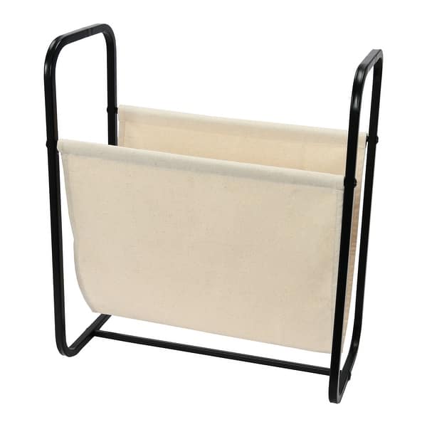slide 2 of 10, Canvas and Metal Log Holder or Magazine Rack - 17.5"L x 9.1"W x 20.0"H Cream
