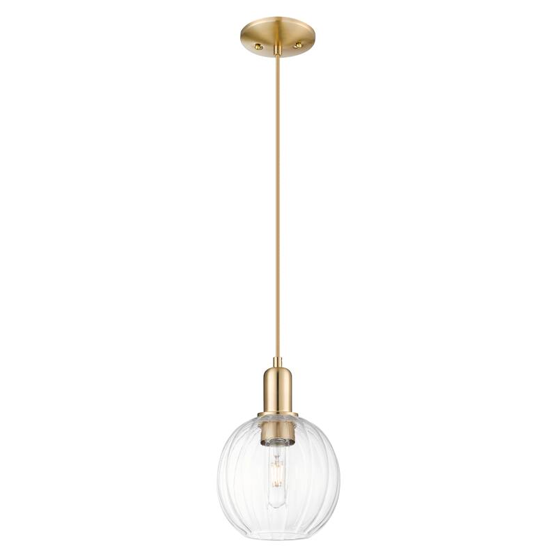 Innovations Lighting Downtown Urban - Preston - 1 Light 7" Globe Shade Cord Hung Mini Pendant - Clear Shade/Champagne Bronze