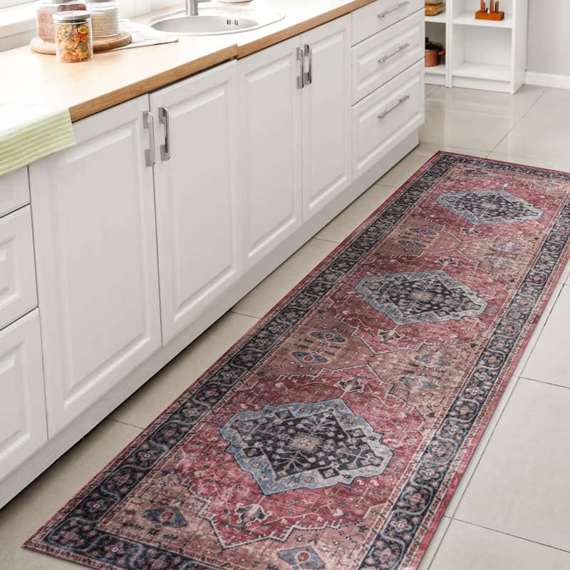 JONATHAN Y Kemer Ogee Medallion Machine Washable Area Rug