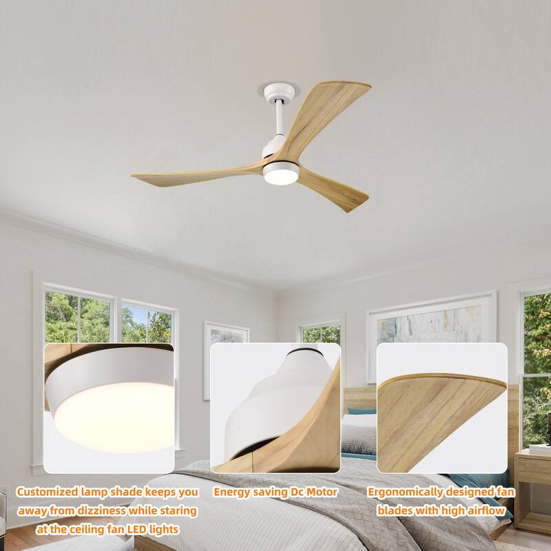 52" Ceiling Fan with Lights Remote Control,Quiet DC Motor