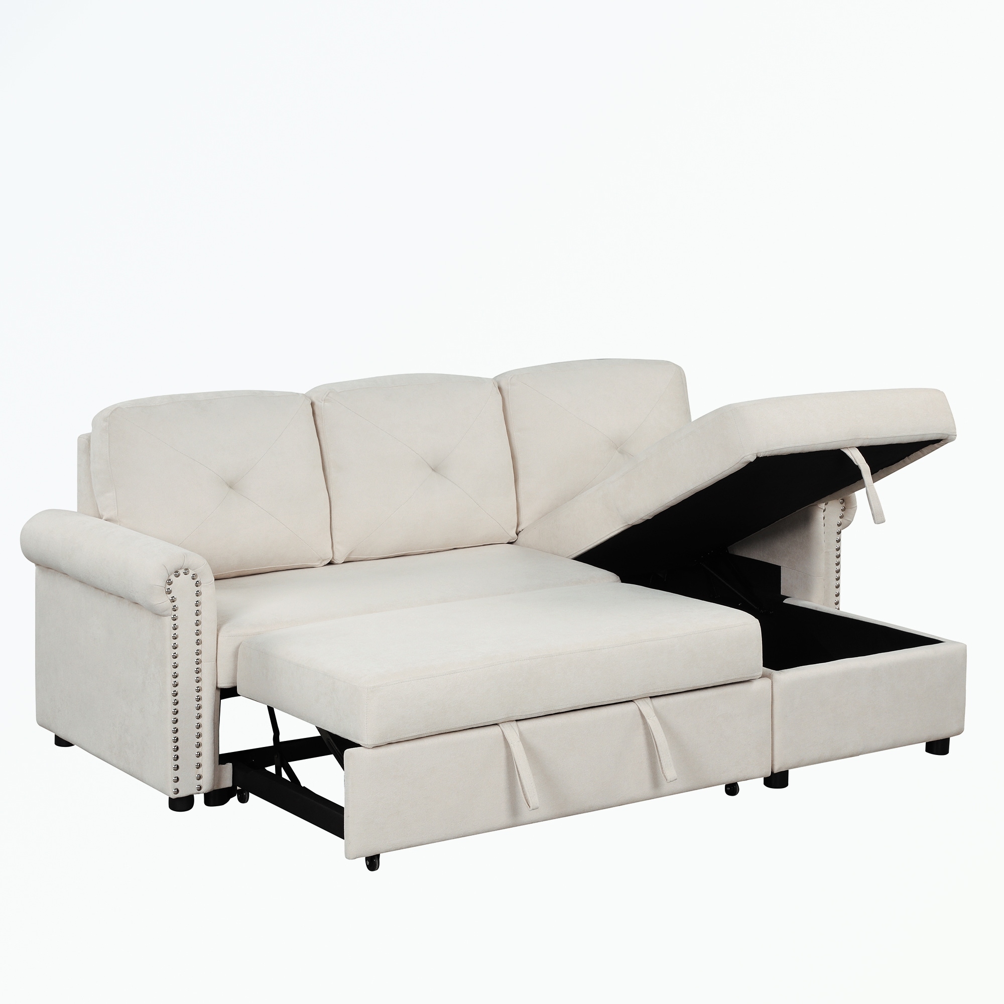 Sleeper Sofa Bed Convertible Sectional Couch with Storage Chaise