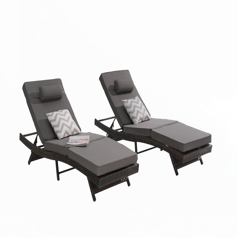 Wicker Lounge Chair Lawn Sunbathing Chairs Set of 2