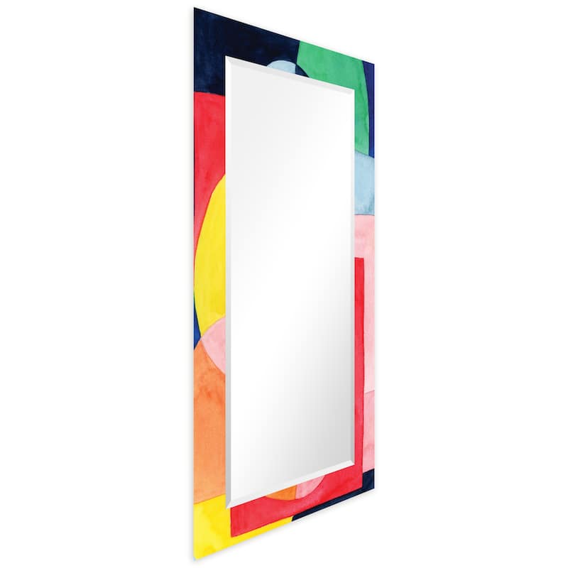 Launder Rectangular Beveled Mirror on Free Floating Printed Tempered Art Glass - Clear - 54" x 28"