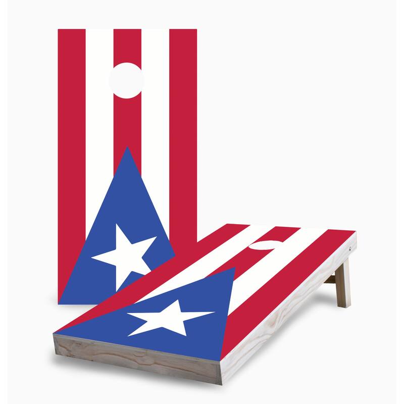 Puerto Rican Flag Corn Hole Board Set with Carry Case - 16 Years and Up
