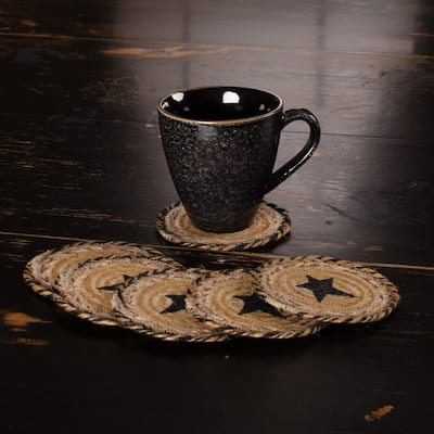 Kettle Grove Jute Coaster Stencil Star Set of 6 - Coaster Set