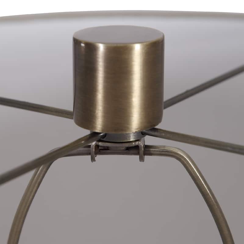 Cylindrical Base Table Lamp with Beige Drum Shade - 31.5" - Brass Finish