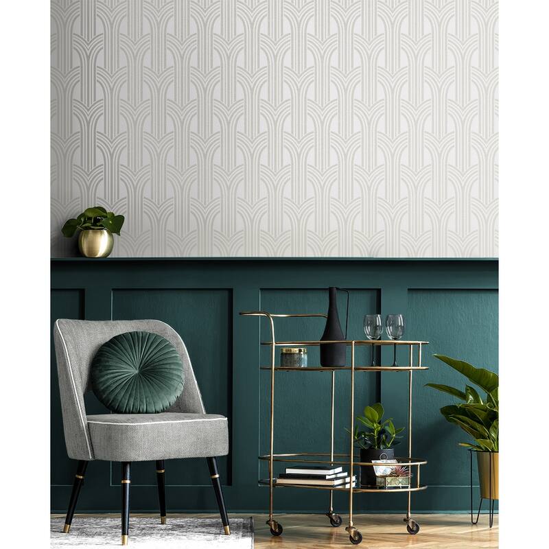 Seabrook Designs Diamond Stripe Glass Beaded Unpasted Wallpaper