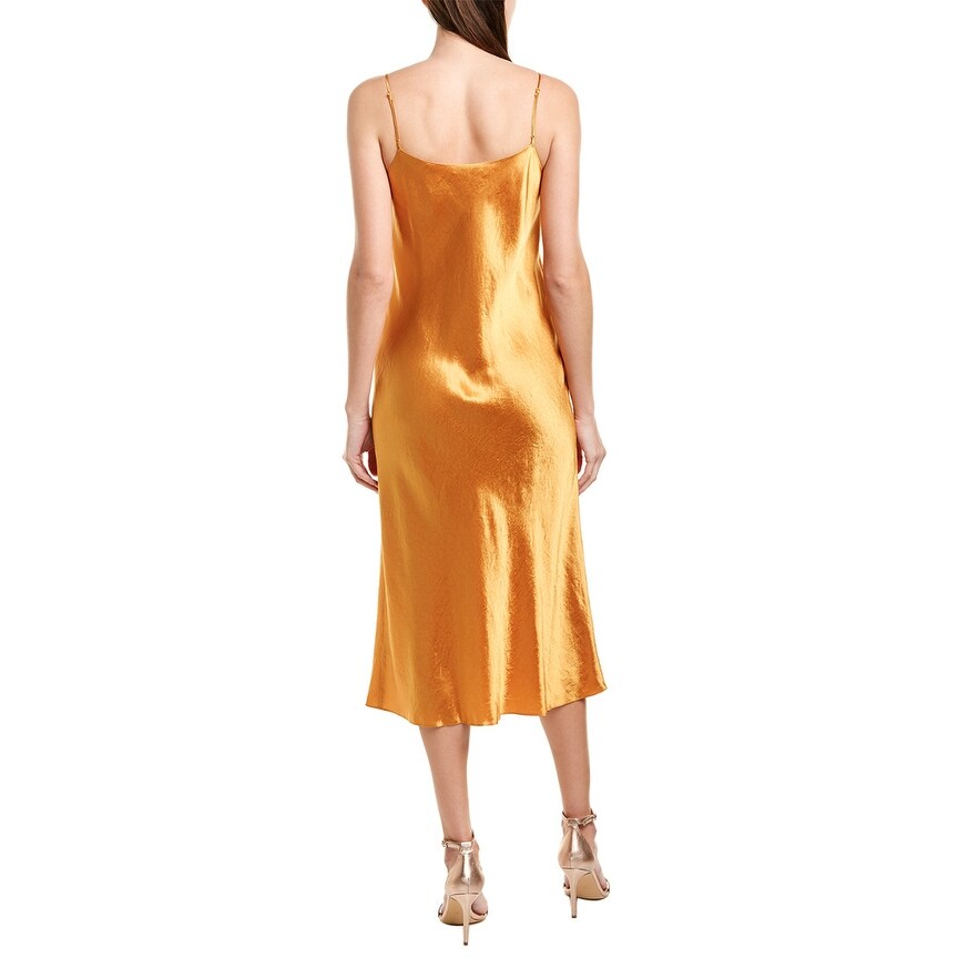 orange satin slip dress