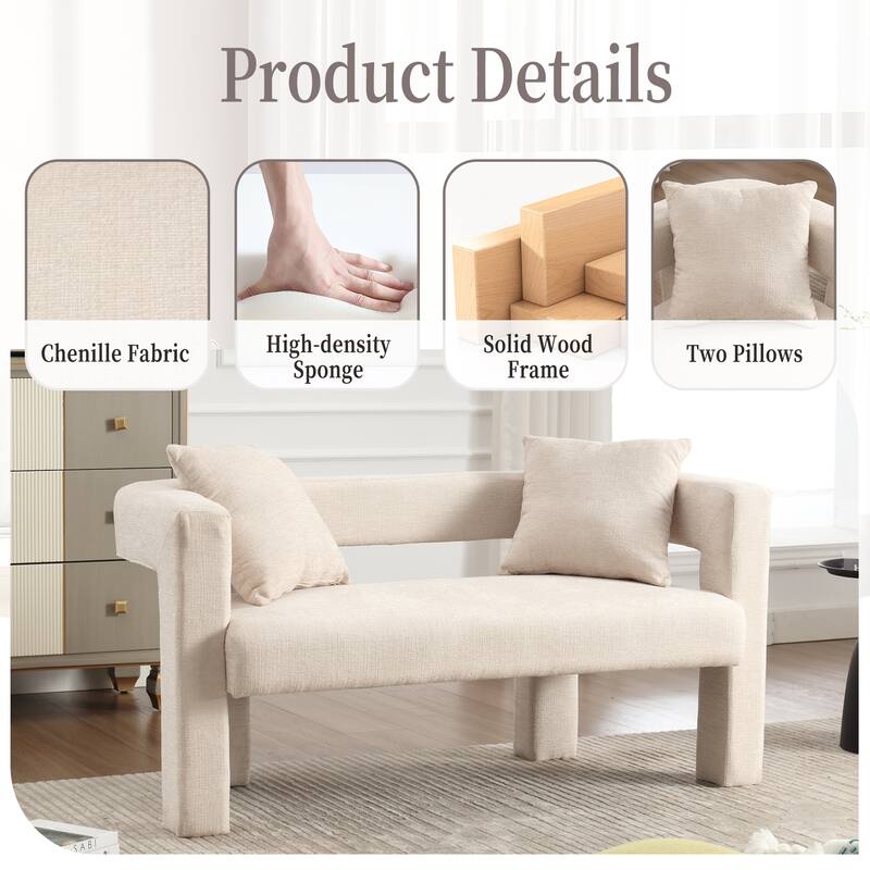 Roomfitters Chenille Loveseat Sofa, Upholstered 2-Seater Accent Couch for Living Room, Bedroom or Lounge Area