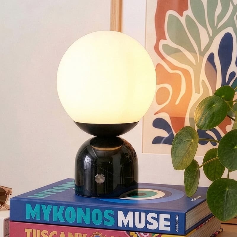 Brightech Mila 9.85 in. Mid-Century Modern Integrated LED Bedside Table Lamp with Built-In 3-Way Dimmer