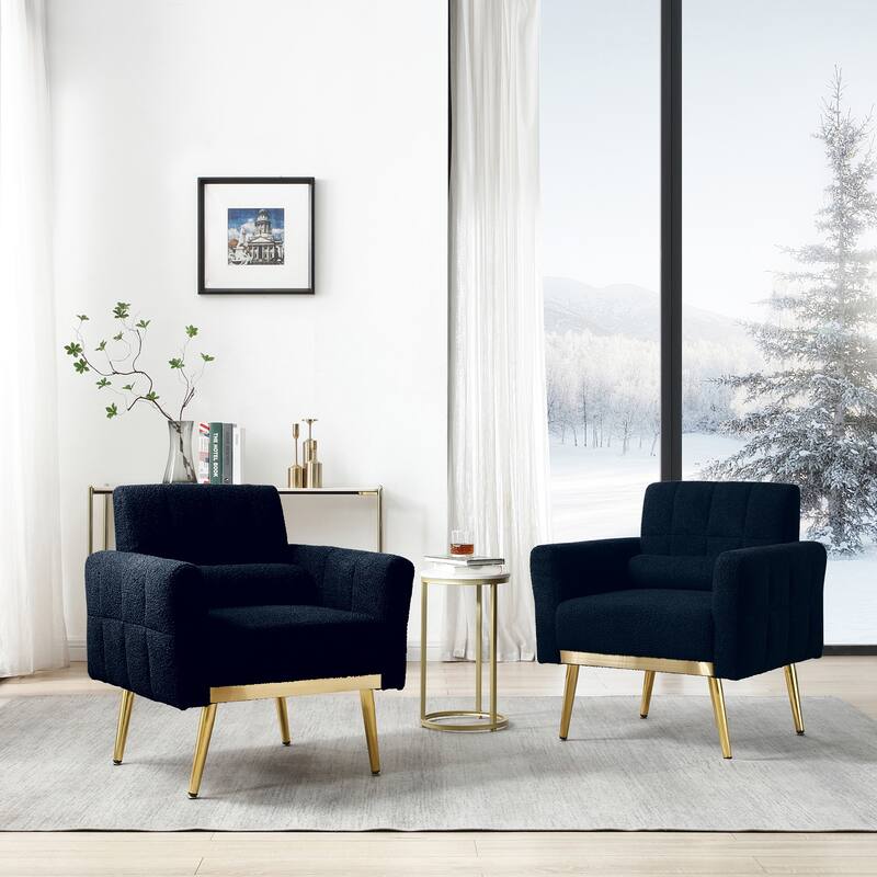 Modern Accent Chair Living Room Armchair Tufted Reading Chair, Black