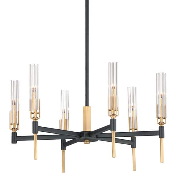 slide 2 of 9, Maxim Flambeau 6 Light 25" Wide Chandelier Black / Antique Brass