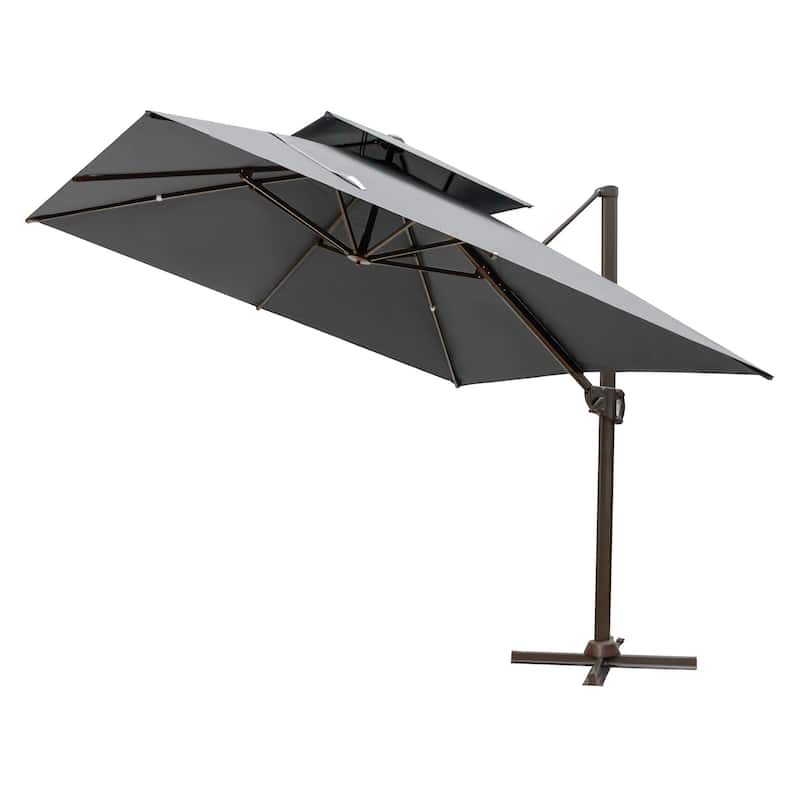 Pellebant 10 X 10 Ft Patio Offset Umbrella with Double Top