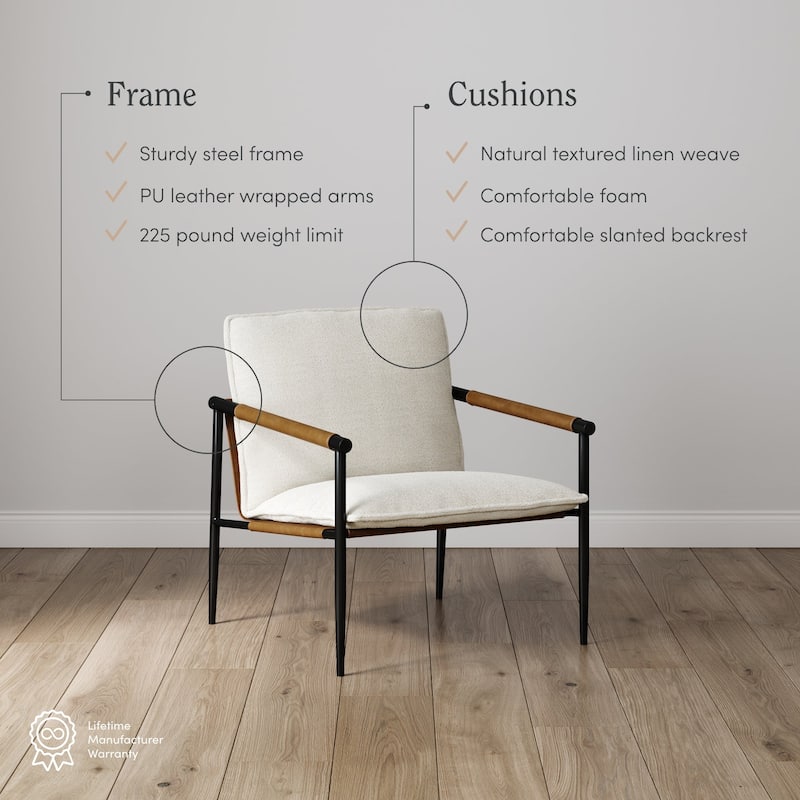 Omel Lounge Reading Chair, Modern Living Room Accent Chair with Metal Frame and Boucle Upholstery