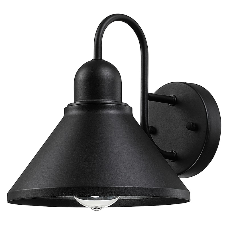1-Light Black Outdoor Wall Sconce Gooseneck Barn Light set of 2 - 8.2in wide