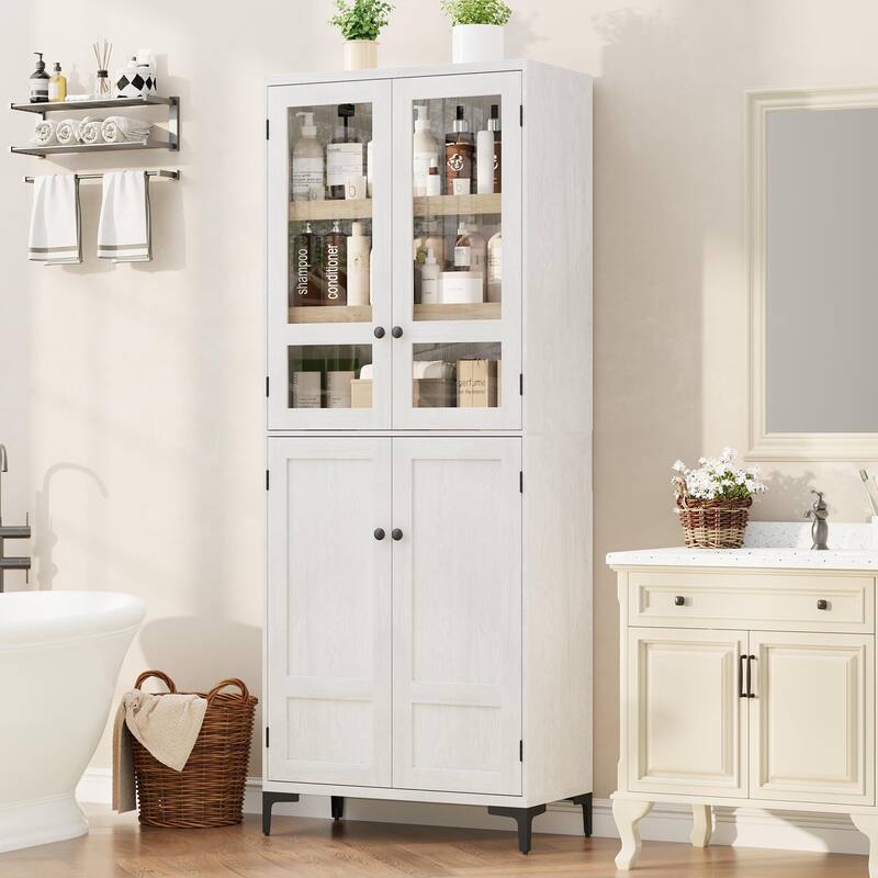 71" Tall Storage Cabinet, Kitchen Pantry Cabinet 5 Tier Bathroom Cabinet with 4 Doors Adjustable Shelves for Kitchen