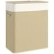 preview thumbnail 2 of 16, HOMCOM Double Laundry Basket with Lid, 26.4 Gallon Bamboo Laundry Hamper with Rope Handles, Clothes Hamper with Removable Liner